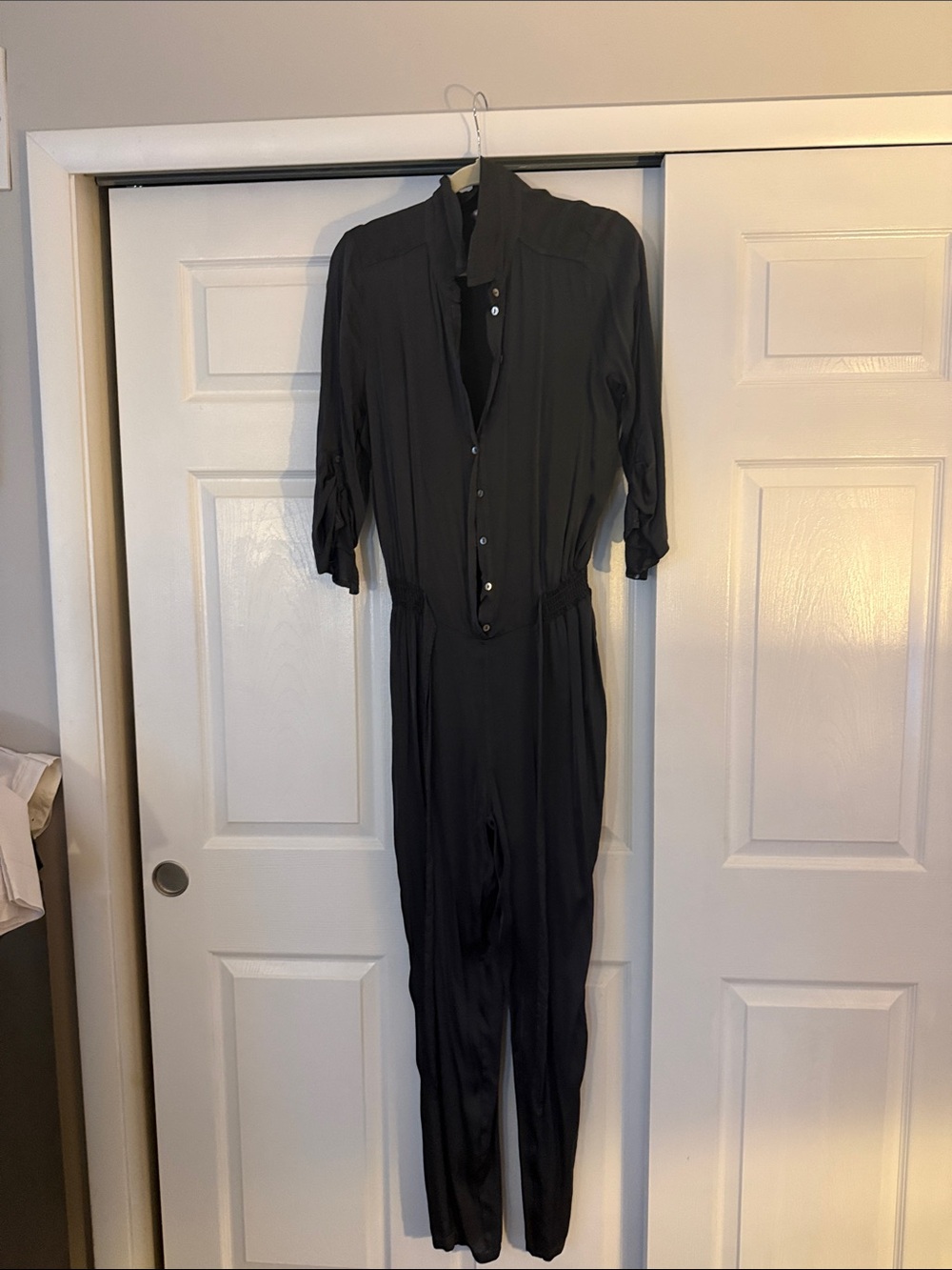 Anthropologie dark gray Women’s Jumpsuit - Elegant Button-Front Design